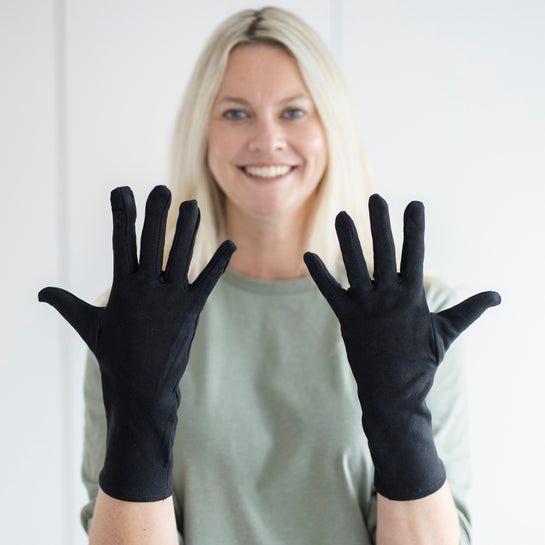 Black Cotton Gloves for Adults with Eczema