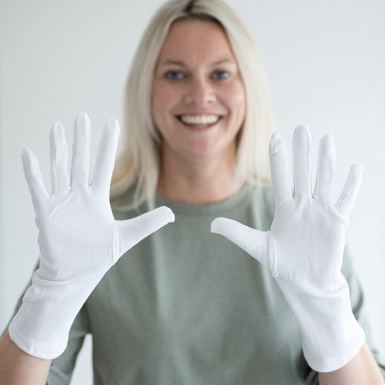 White Cotton Gloves for Adults with Eczema (3 Pairs Gloves Adult