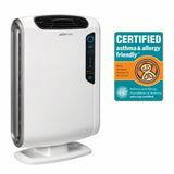 A Left Three Quarter view of the AeraMax DX55 Air purifier from Allergy Best Buys showing it is certified allergy and Asthma friendly