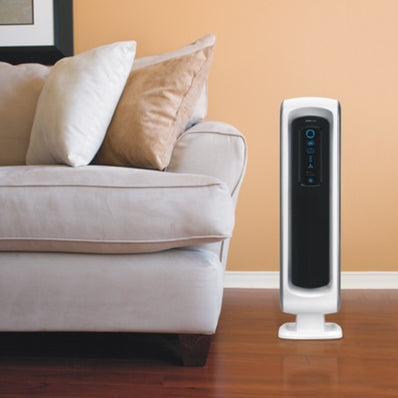 A lifestyle image of the Aeramax DX5 Air Purifier with 4-stage technology with a True HEPA filter from Allergy Best Buys